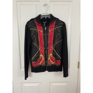 Lauren by Ralph Lauren‎ Equestrian Quilted Silk Zip-Up Jacket – Size M